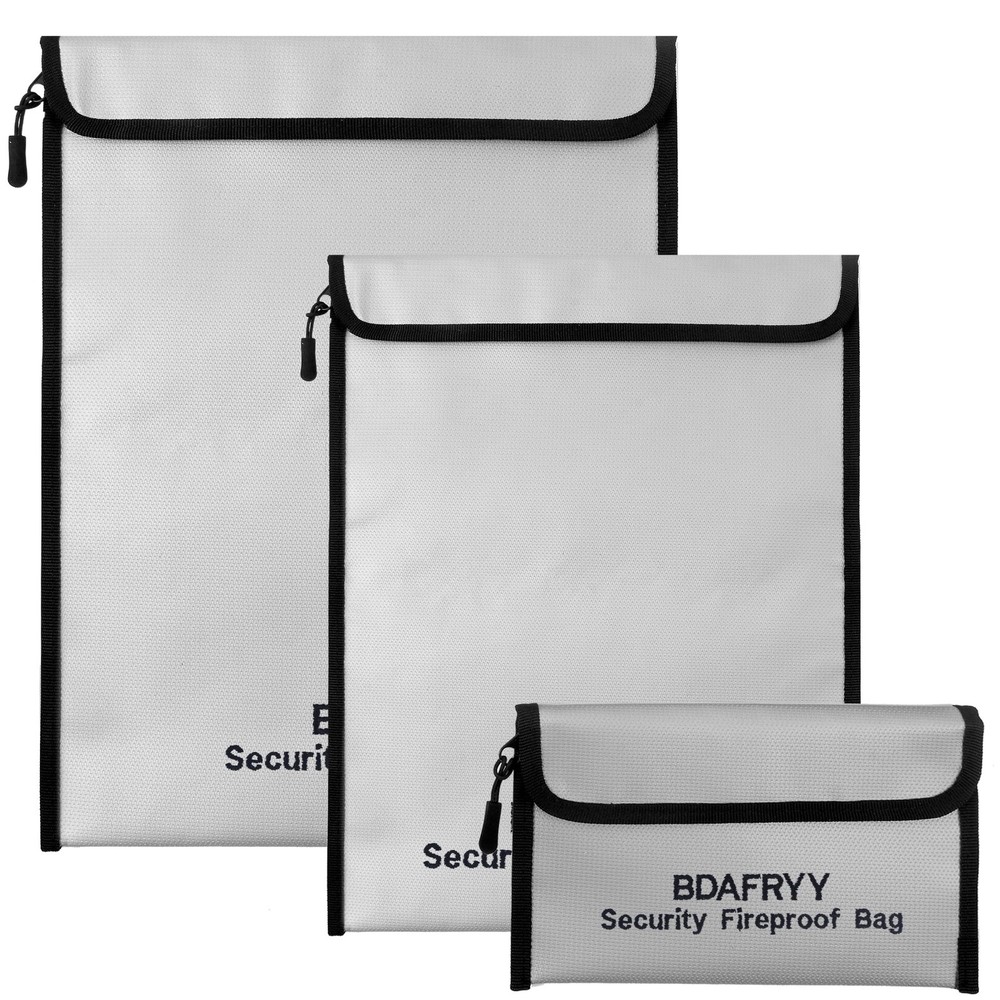 3 Pcs Fireproof Waterproof Money Important Document Bag(2000℉),Fire Proof Bag