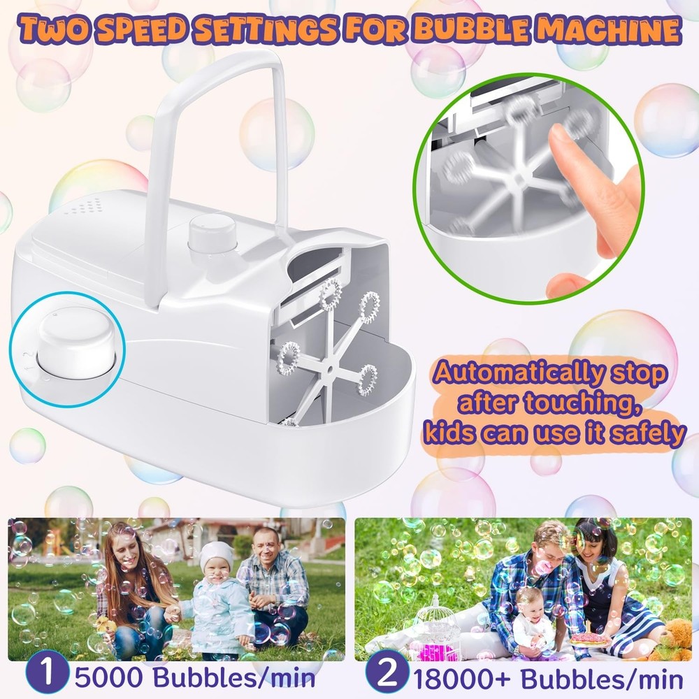 Bubble Machine, Automatic 18000+ Per Minute Big Bubbles Blower Maker for Kids T