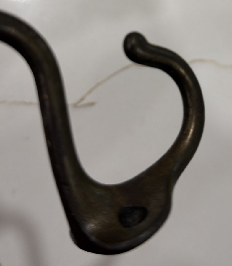 Single Cast Iron Double Hooks Round Tips Coat Hat Salvage Hardware 3”