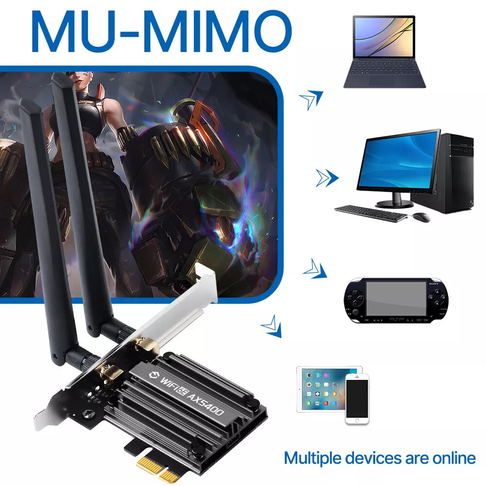 AX5400 WiFi 6E PCIe Card for Gaming Desktop 5400Mbps Tri-Band Bluetooth 5.3 6GHz