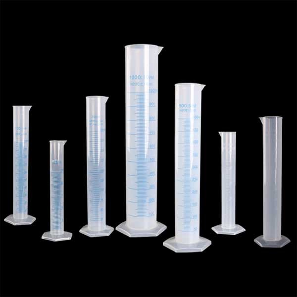 Precision Labware: Plastic Measuring Cylinder 10ml-2000ml Scale Blue Print