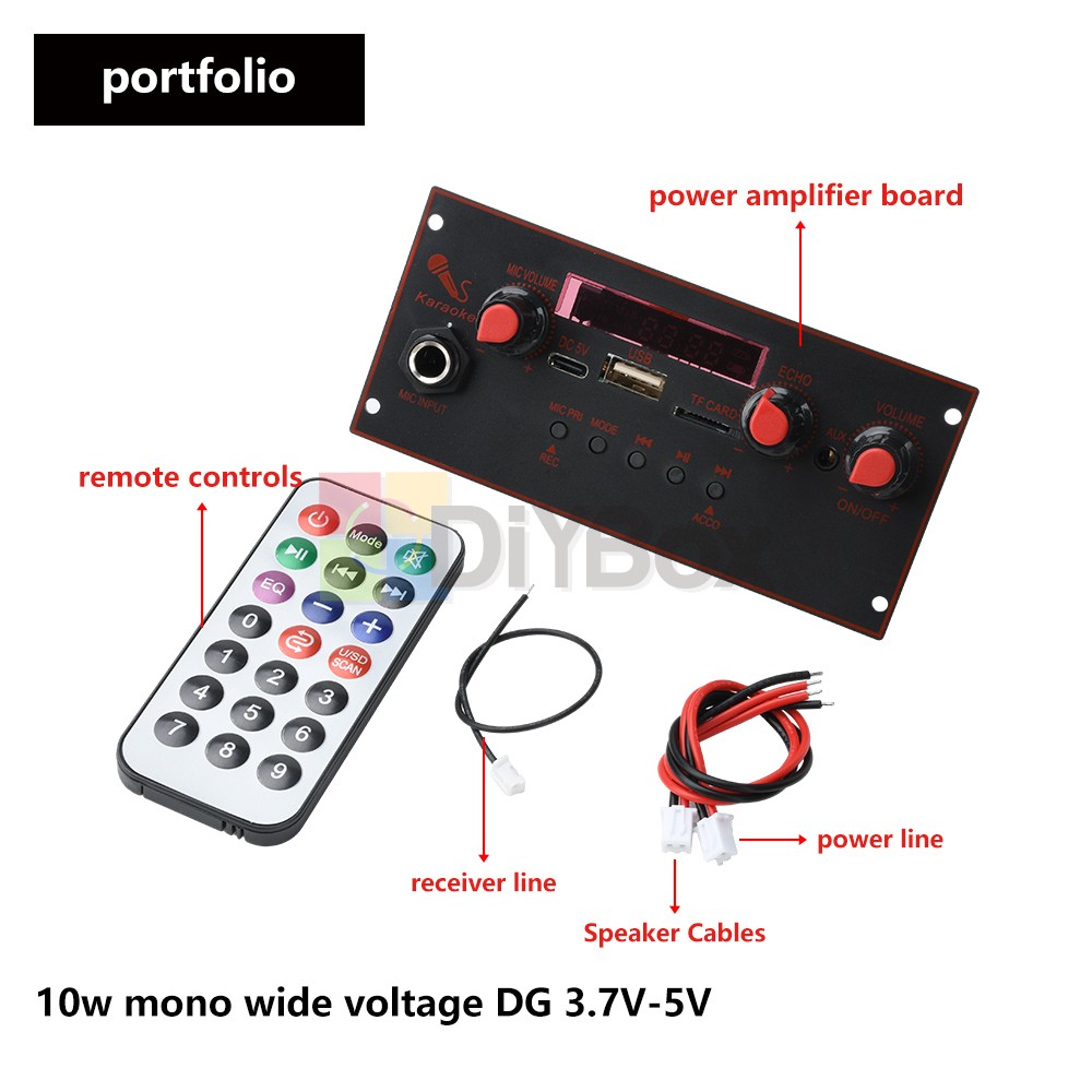 DC 3.7-5V 10W Mono Bluetooth 5.0 Audio Power Amplifier Module MP3 Decoding Board