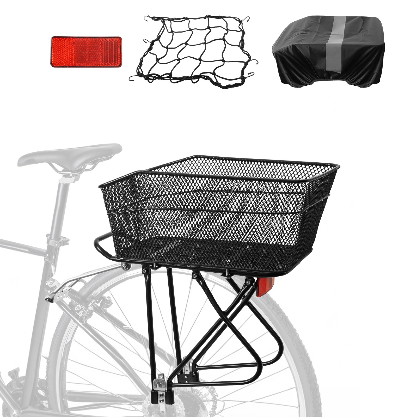 Rear Bike Rack with Basket, Aluminum Alloy Bike Back Rack, Universal Bicycle