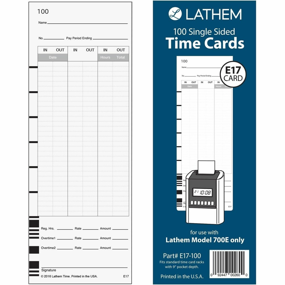 Lathem Model 700E Clock Single Sided Time Cards (e17100)
