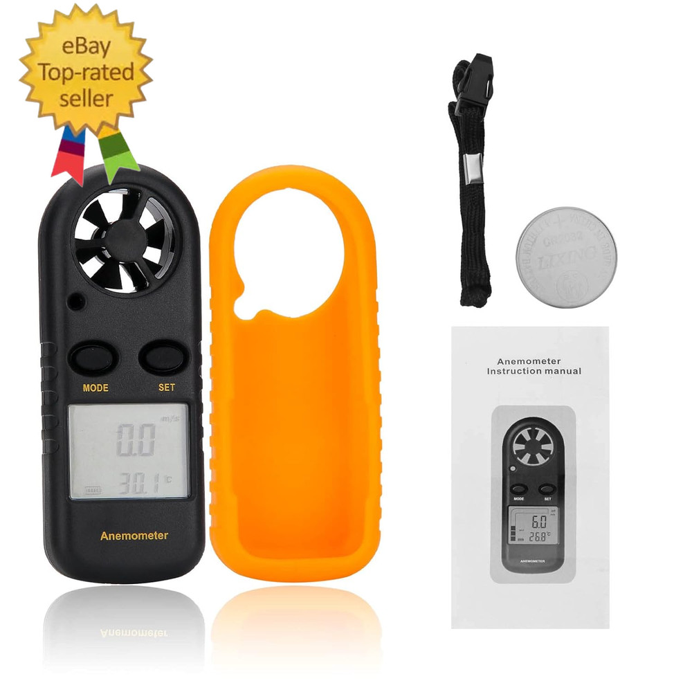 Anemometer Handheld, Light Weight Digital Wind Speed Meter, Wind Speed Temperatu