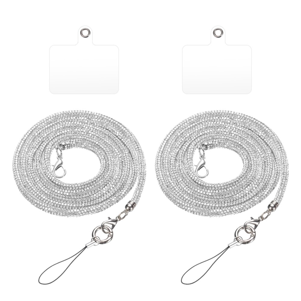 2 Pcs Replacement Purse Straps, Crystal Bag Handle Sparkly Replacement, Silver