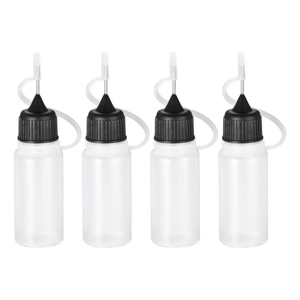 Needle Tip Bottle Precision Plastic Applicator 10ml Black Hood 20pcs