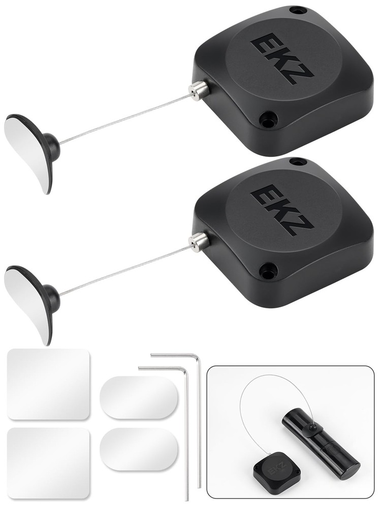 Retractable Remote Control Tether Lock: 7.5 ft Upgraded Pulling 2 Pcs, Black