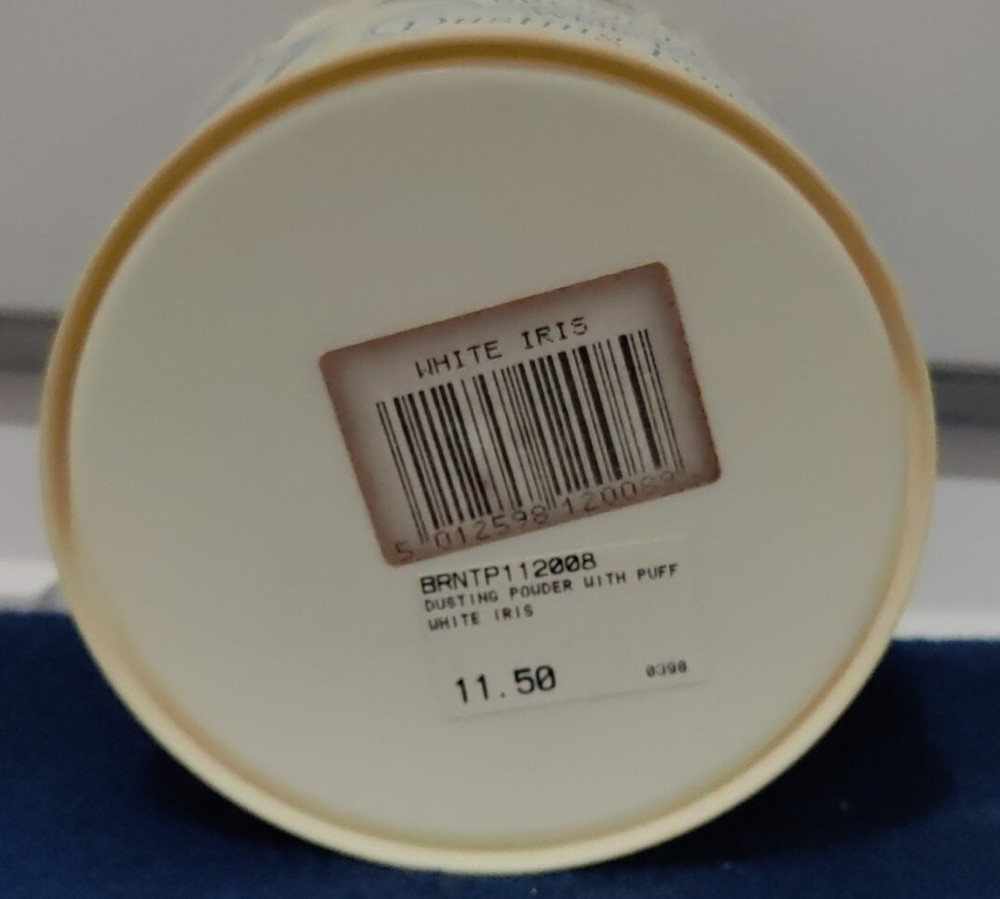 VTG Bronnley Dusting Powder White Iris Round Box Almost Empty