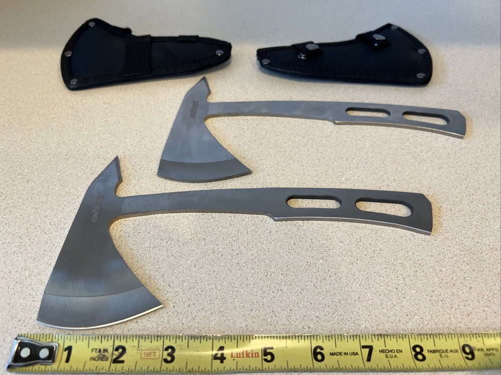 On Target Throwing Axes. Set Of 2 With Sheaths