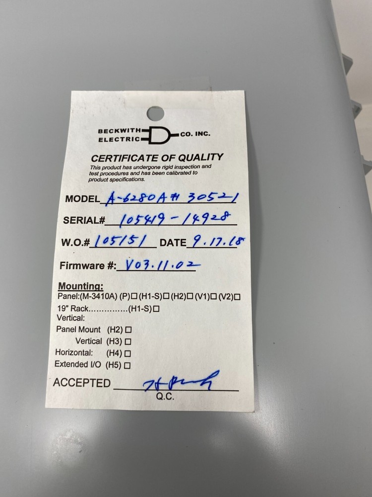 Beckwith Electric Co. M-6280A Digital Capacitor Bank Control