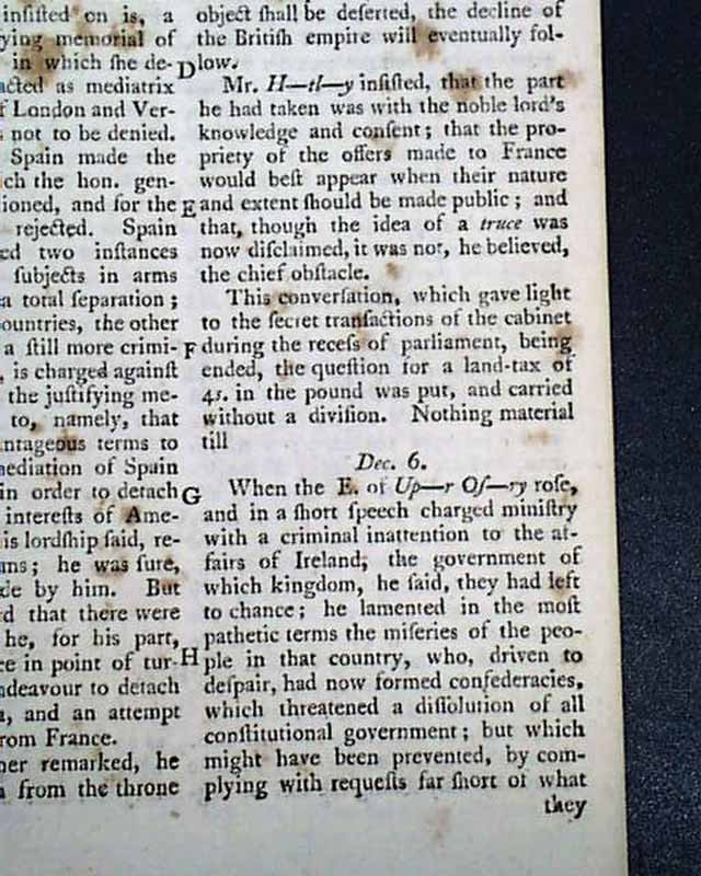 1780 WEST FLORIDA Surrender to Spanish Revolutionary War London Enemy Magazine