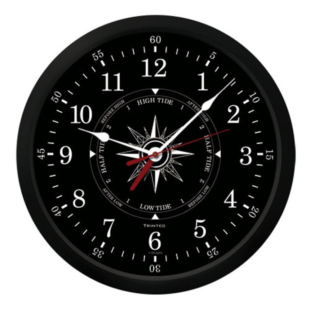 Trintec Atlantic Time & Tide Indicator Wall Clock 10" (Black Dial) TTB-02 NEW
