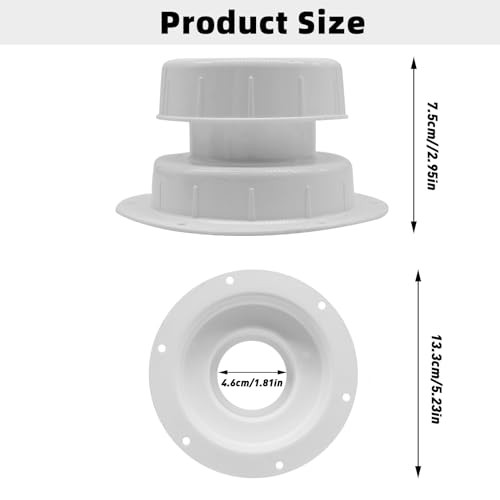 RV Plumbing Vent Caps Kit 2Pcs Trailer Camper Vent Cap Replacement White