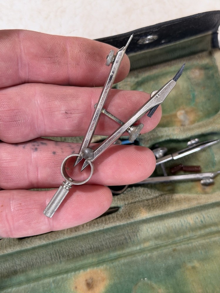 Vintage Drafting Tools Tower Germany 8 pc engineering 607.51051 orig case