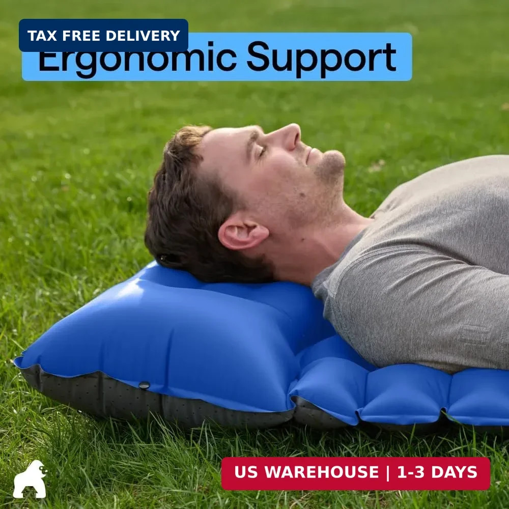 GORILLA GRIP Slip-Resistant Inflatable Sleeping Pad, Puncture Resistant Lightwei