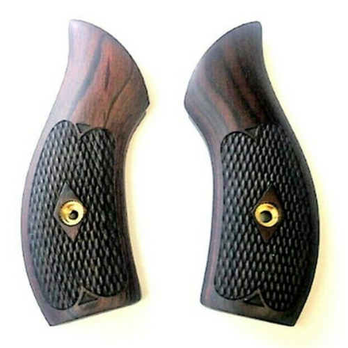 Unique Checkered Rosewood J Frame Grips Round Butt