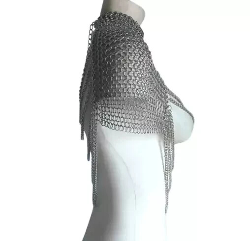 Medieval Chainmail Collar Shoulder Armor Adjustable Chainmail Chain Layered