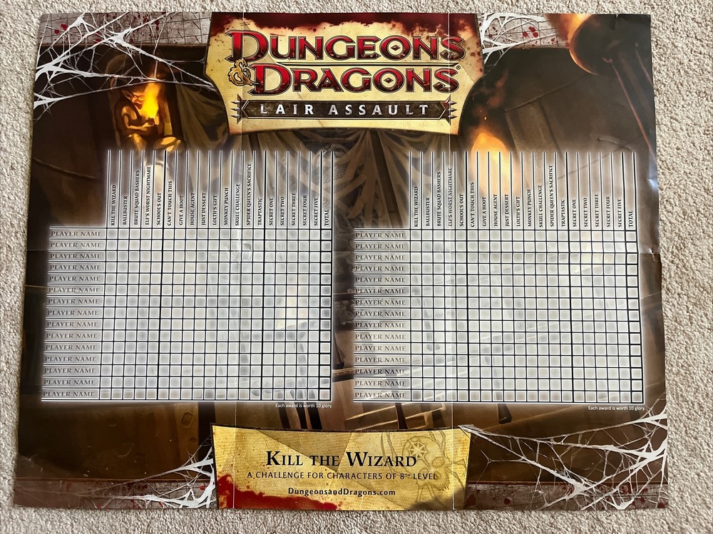 DUNGEONS & DRAGONS LAIR ASSAULT KILL THE WIZARD POSTER 2012