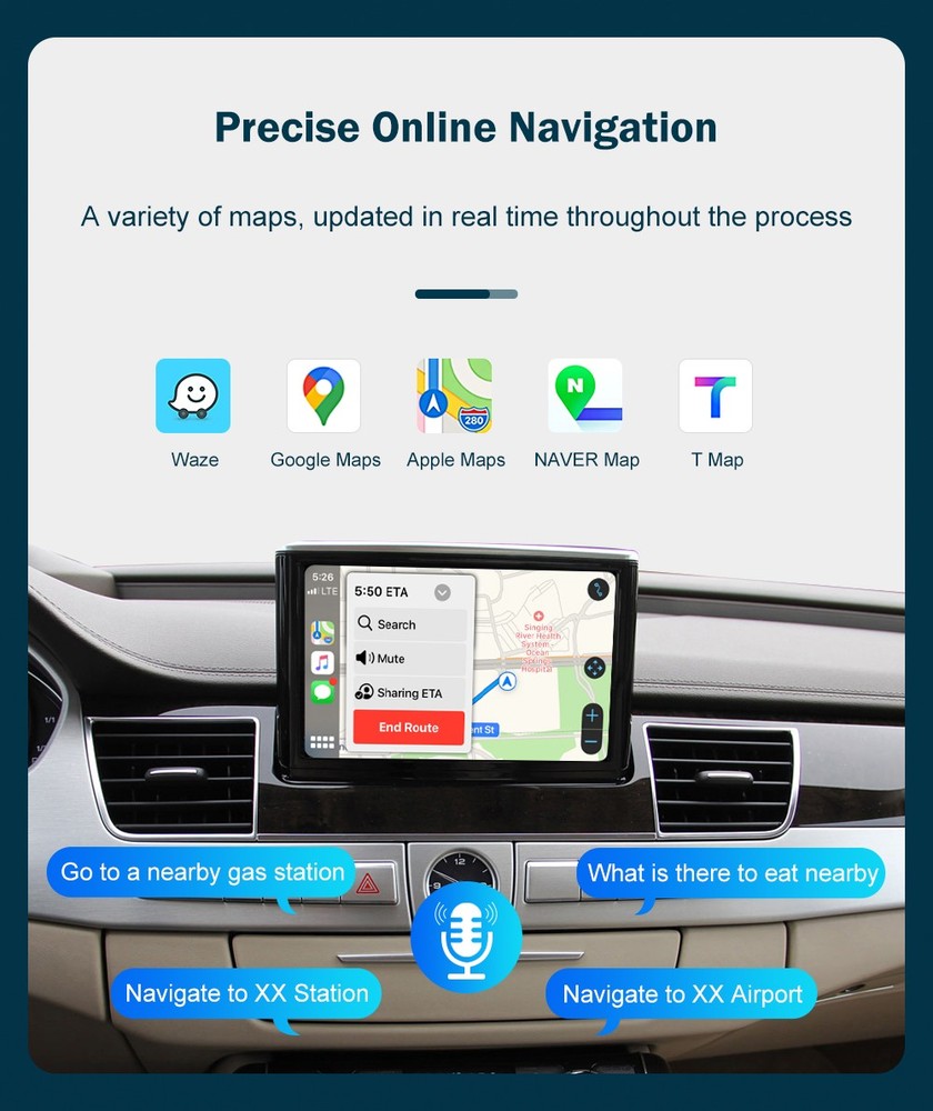 Wireless CarPlay Android Auto Mirror Link Retrofit Decoder for Audi A8 2012-2018