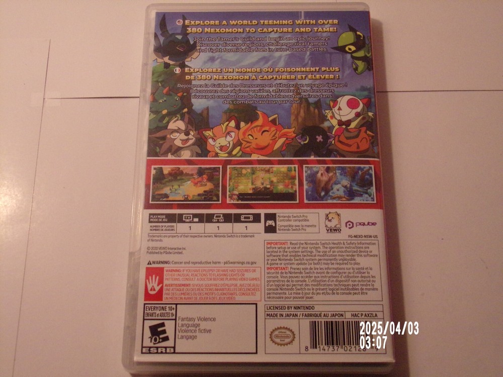 Nexomon Extinction - Nintendo Switch Case ONLY / No Game / Authentic USA