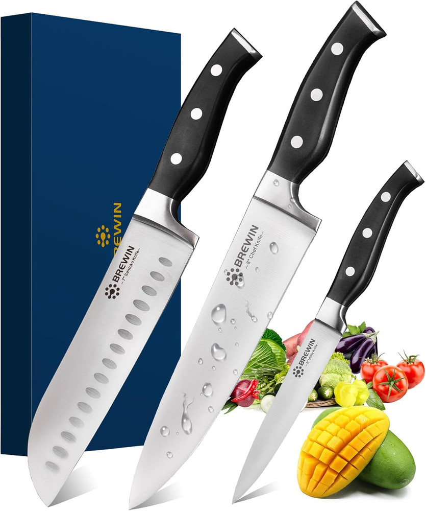 Professional Kitchen Knives, 3PC Chef Knife Set Sharp Knives for Kitchen High...