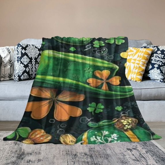 St. Patrick Lucky Green Throw Blanket US Soft Plush