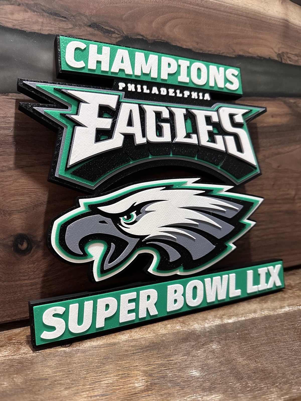Philadelphia Eagles Champions 3D Wall Sign Super Bowl LIX Decor Man Cave Art