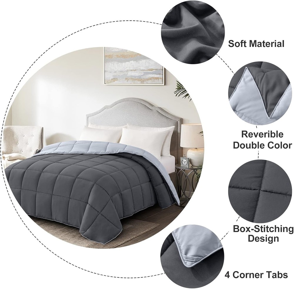 Twin Comforter Duvet Insert- Grey Down Alternative Bed