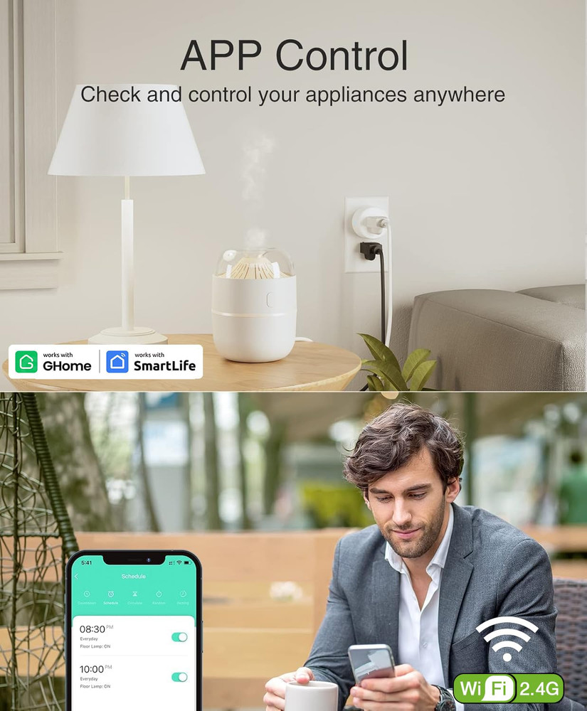 Plug Mini, Wifi Smart Outlet Plug Works with Alexa and Google Home, Timer Outlet