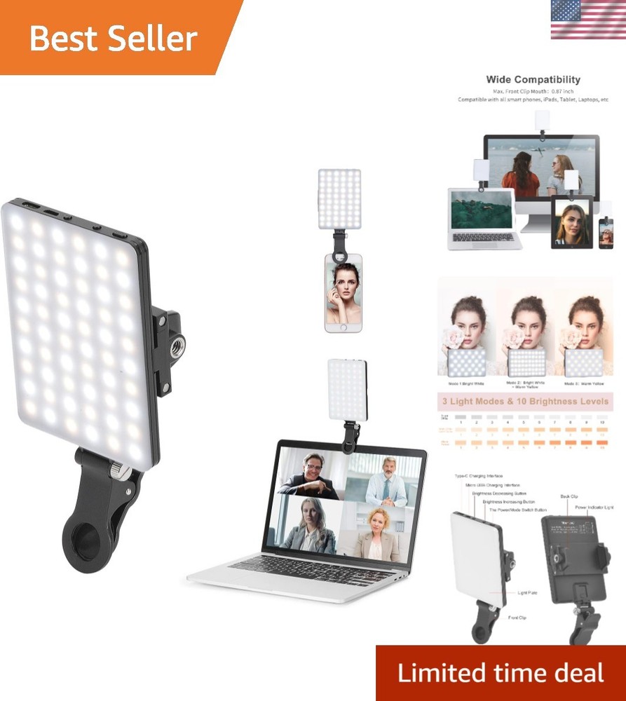 Rechargeable Video Conference & Selfie Light with Adjustable 3 Modes - Compact