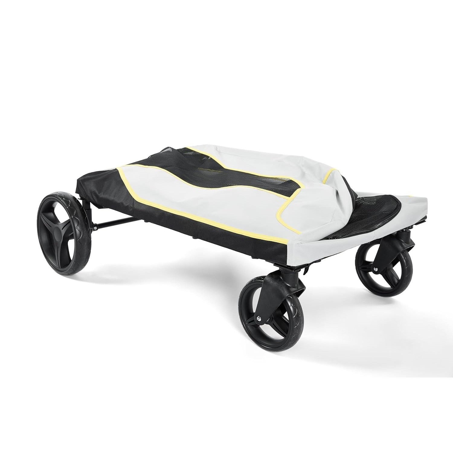 Large Pet Stroller 4 Wheels 130 Lbs, Foldable Dog Cat Cage with Foot Brake White