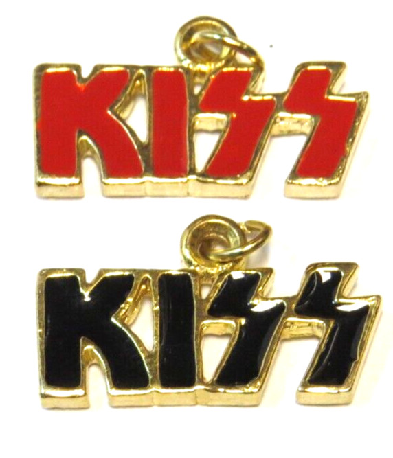 KISS RED AND BLACK LOGO CHARMS SET OF 2