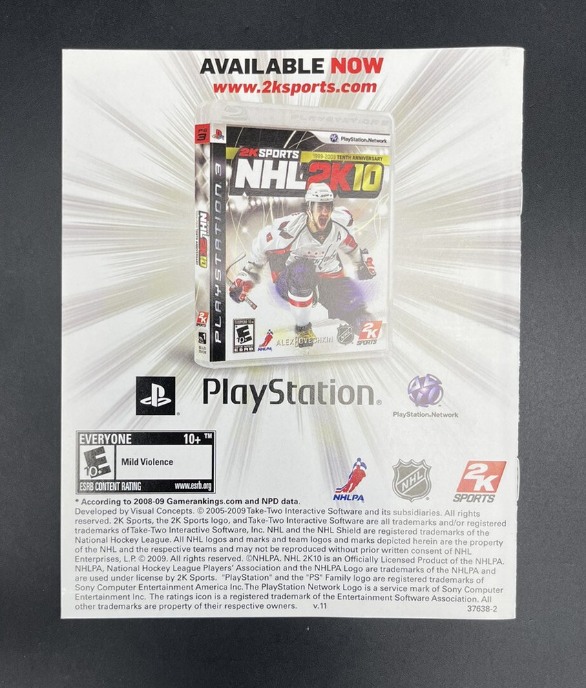 NBA 2K10 PS3 Playstation 3 Manual Only Authentic EA