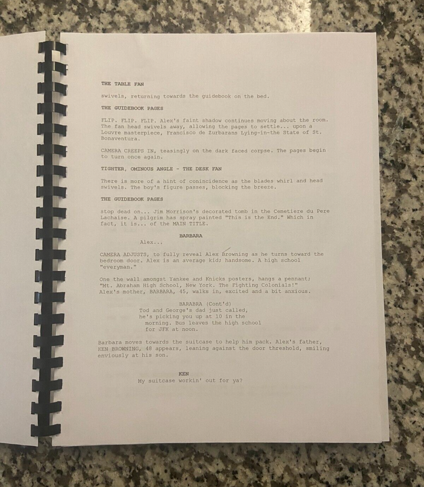 Final Destination Horror Movie Script Reprint Full Screenplay Script