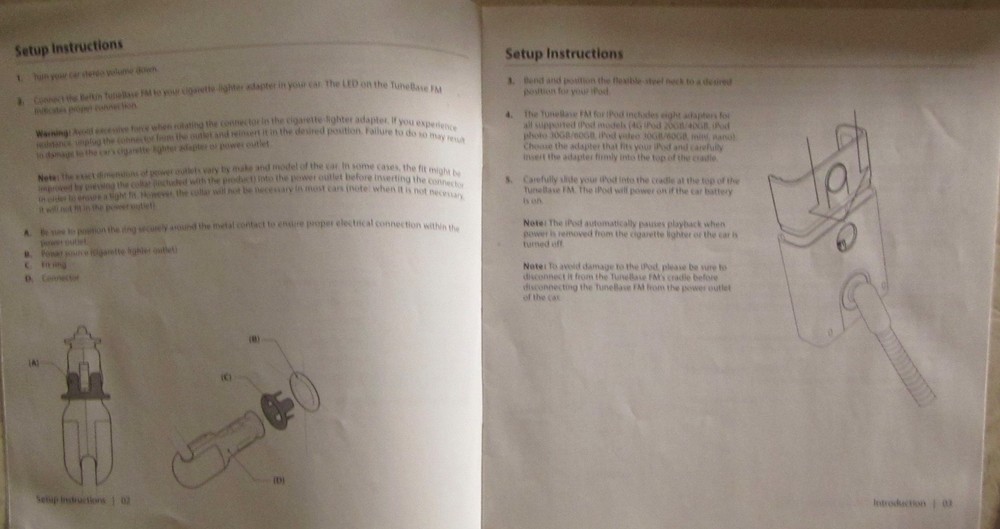 Belkin TuneBase FM Transmitter,iPod,Dock Connector Model F8Z049- w/instructions