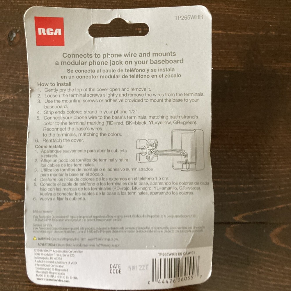 RCA TP265WHR Phone Surface-Mount Jack Connector