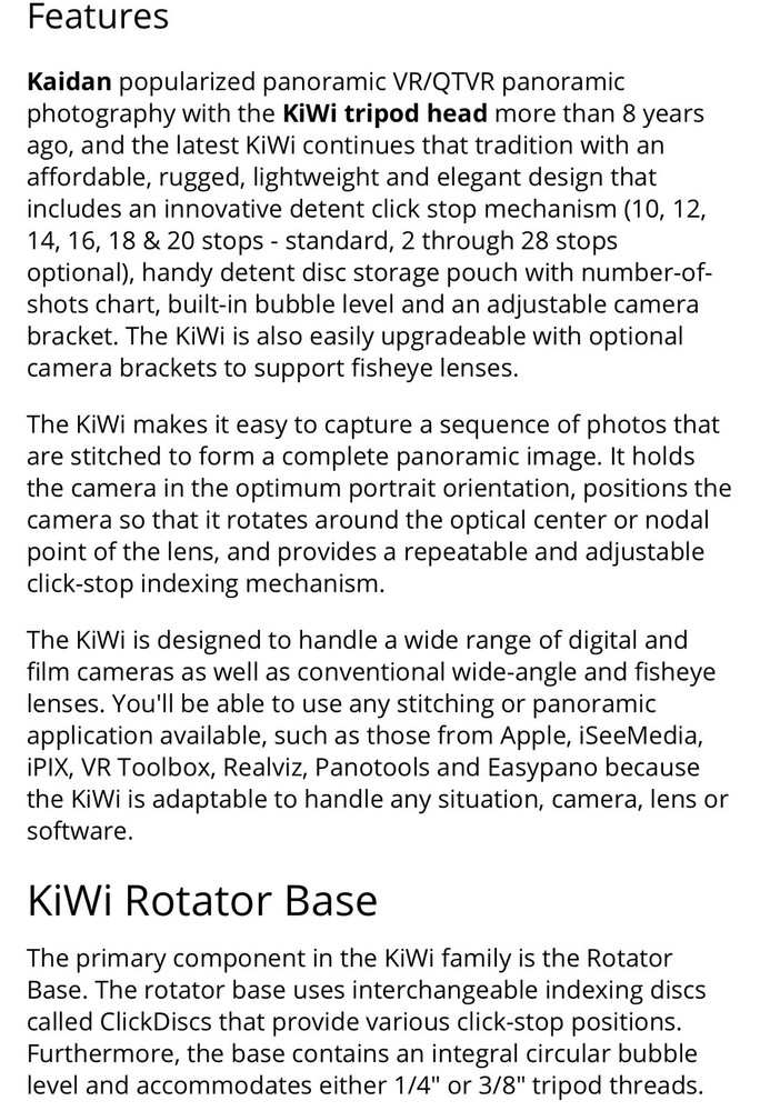 Kaidan Kiwi Panoramic Tripod Head
