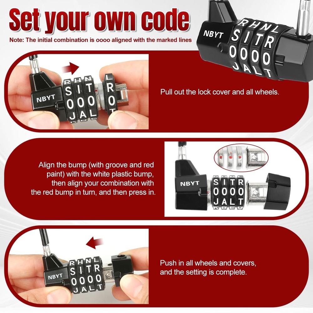 Cable Locks with Letters, Text, Words Combination,Steel Cable Rope Wire Combi...