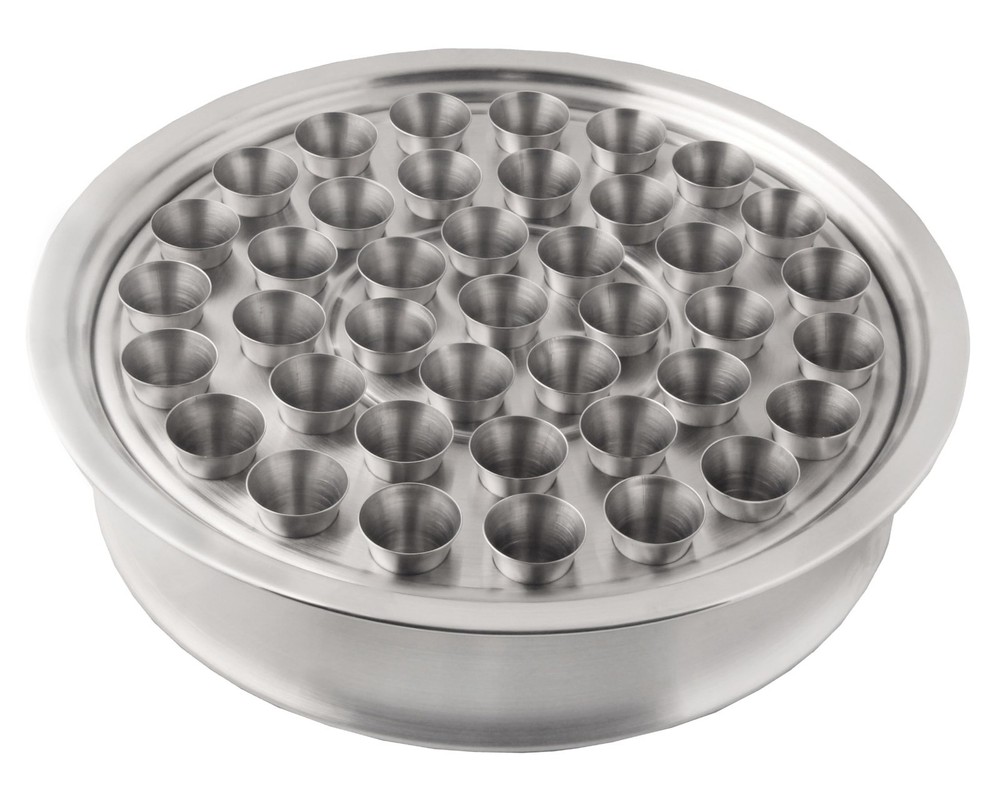 Stainless Steel Communion Tray with 40 Cups - Matte Finish Wine Server