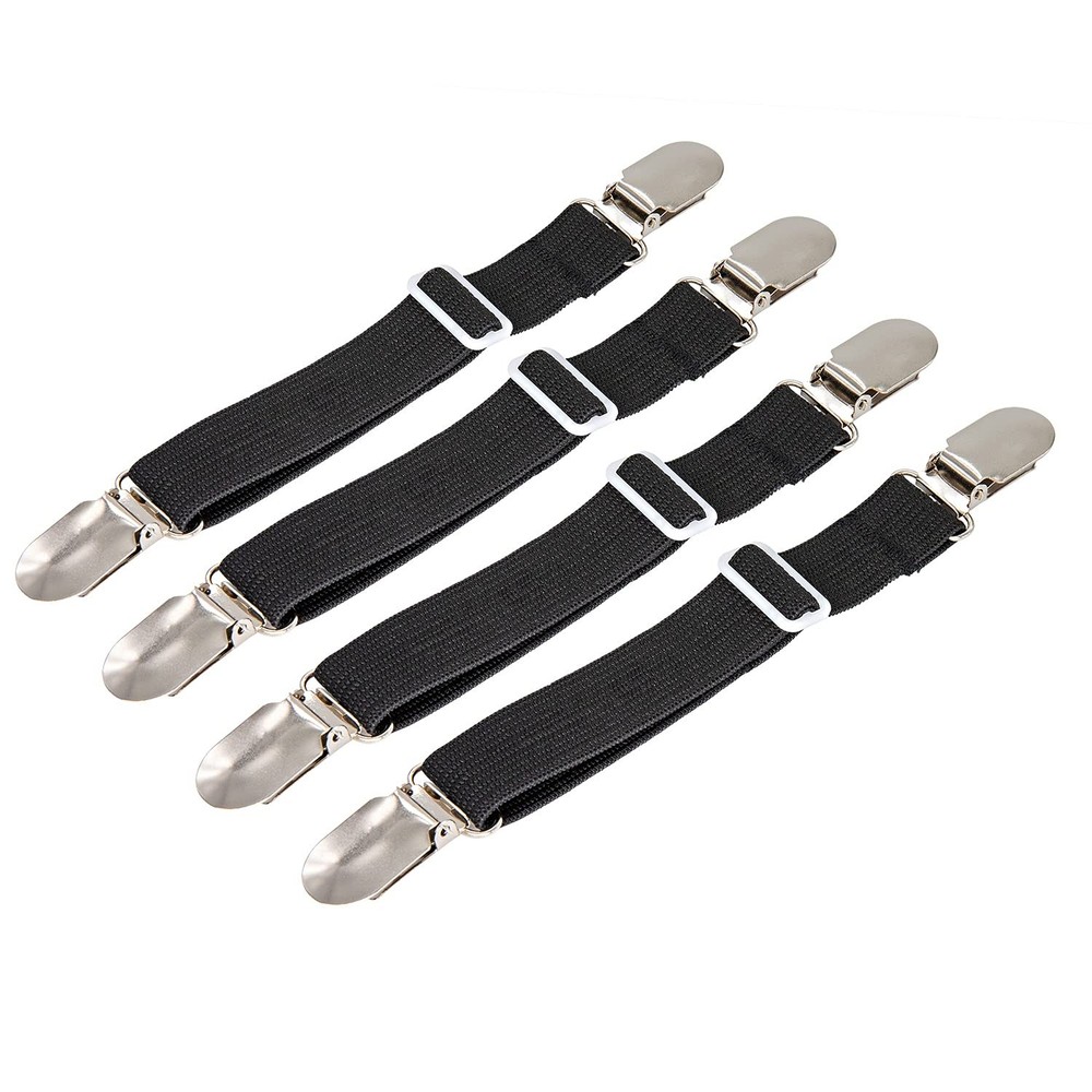 4Pcs Adjustable Bed Sheet Fasteners Suspenders, Elastic Sheet Band Straps Cli...