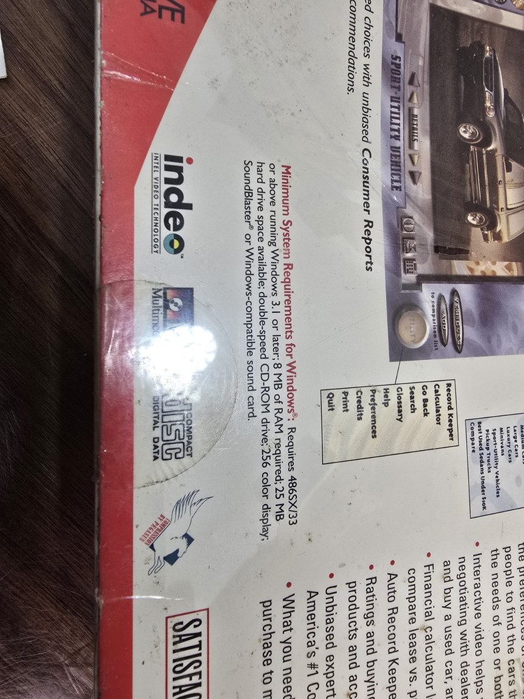 CONSUMER REPORTS - CARS 1996 EDITION REFERENCE PC CD-ROM, WIN 3.1/95 SOFTKEY