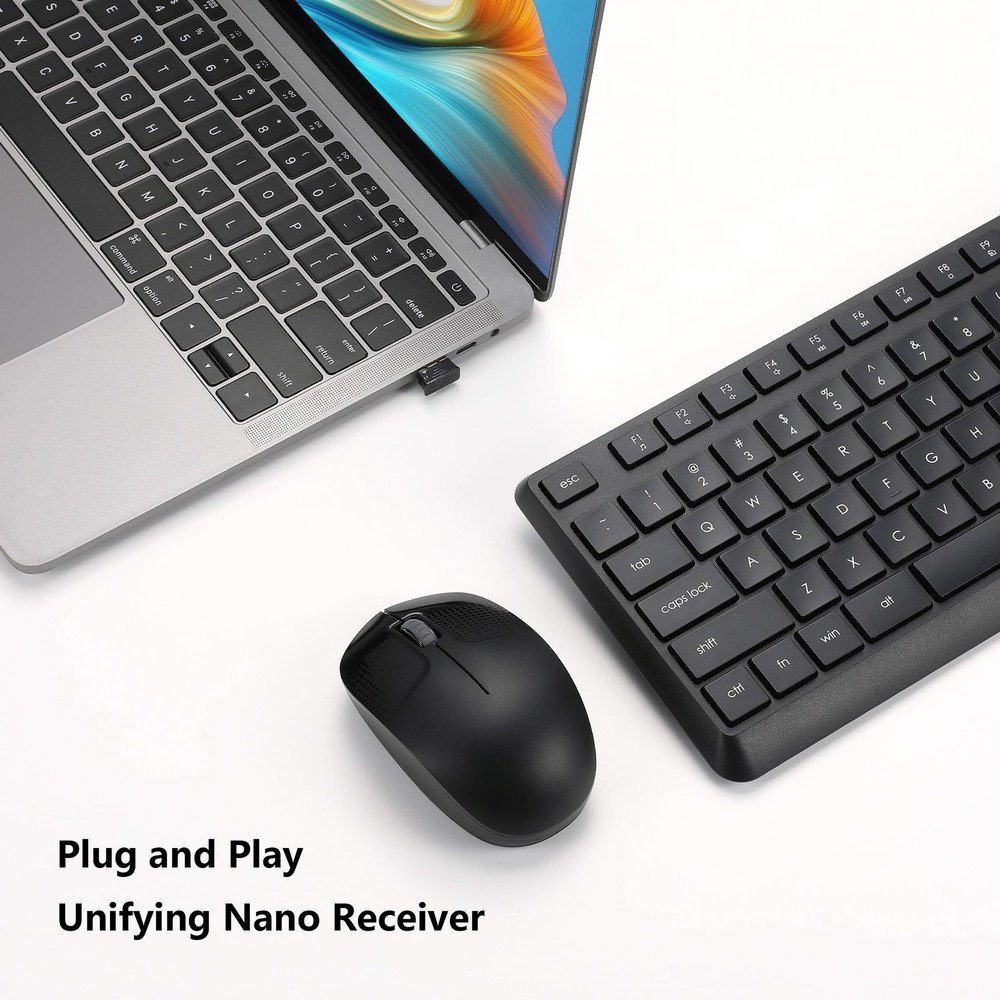 Wireless Keyboard and Mouse Combo for Windows, 2.4G Full-Sized External Cordl...