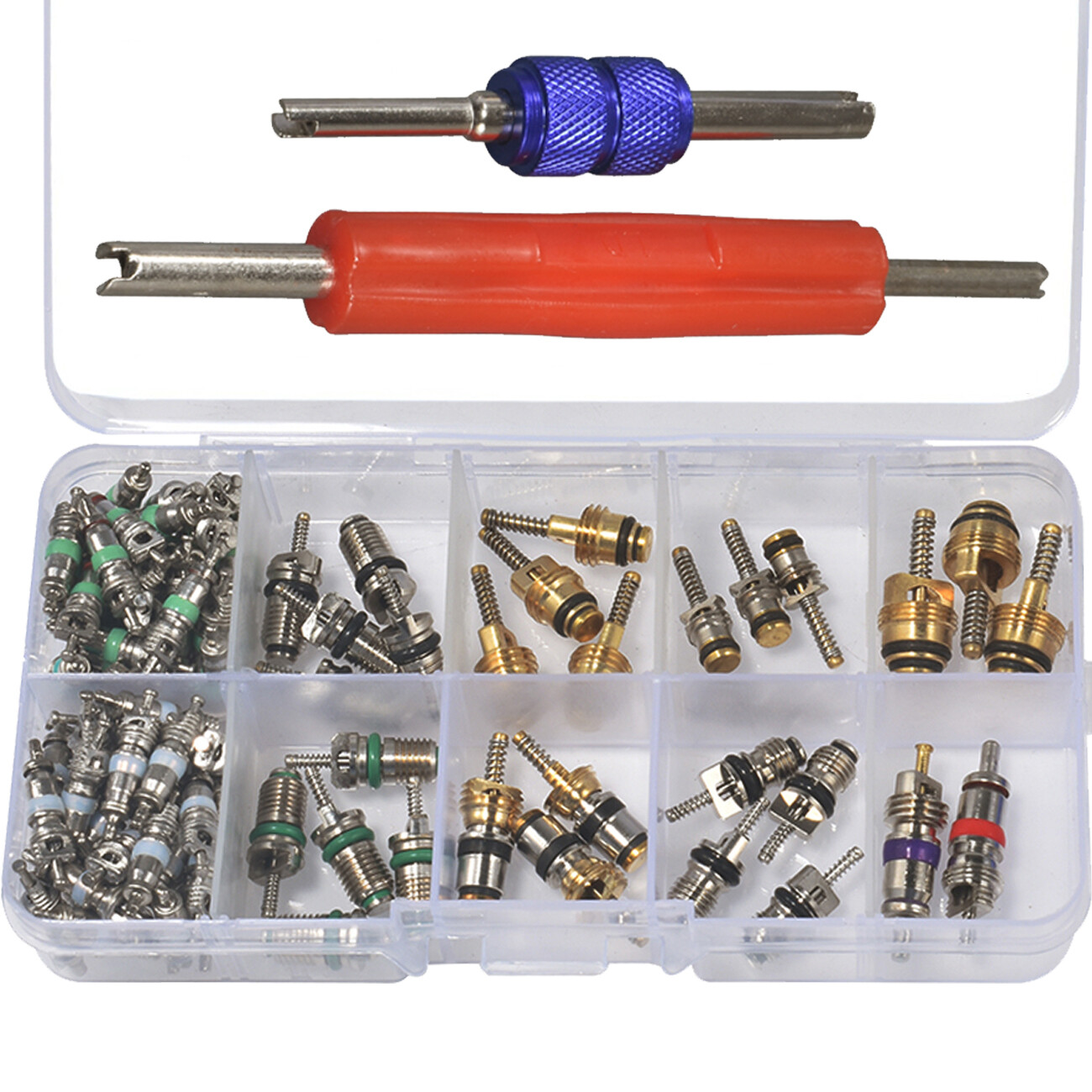 102pcs Car R12 R134a A/C Schrader Valve Core Remover Tool Kit