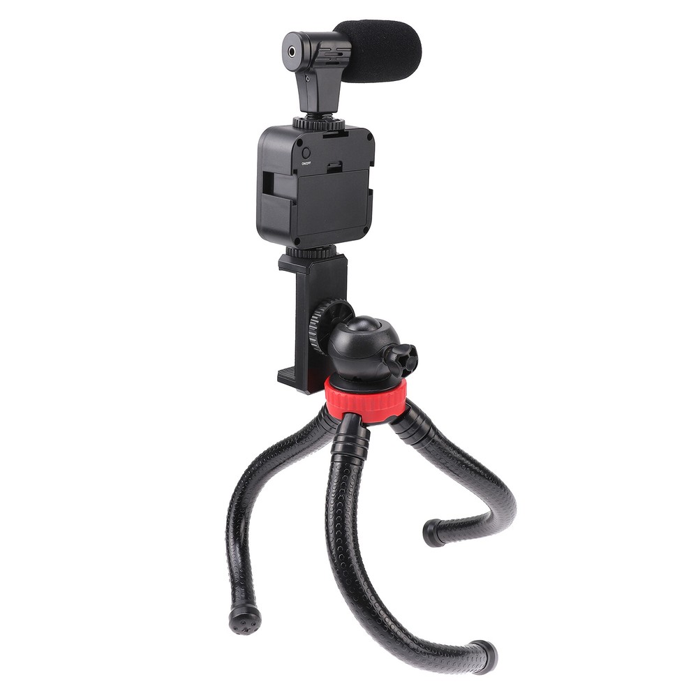 Smartphone Video Vlogging Kit with Tripod+LED Light+Microphone+Remote Control