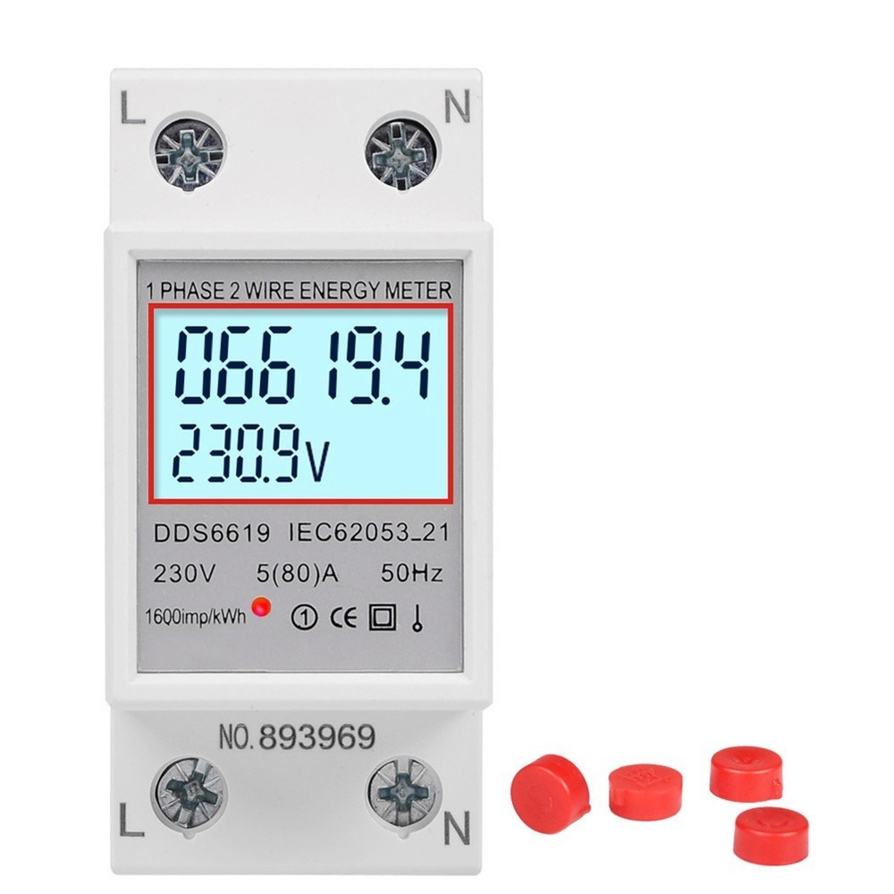 Comprehensive LCD Energy Meter 80A for Electrical Consumption Tracking