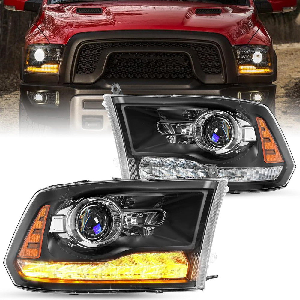Fits for 2013-2018 Dodge Ram 1500 2500 3500 9 PIN OE Projector Headlight Assembl