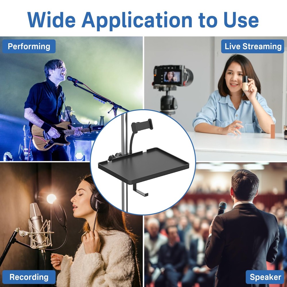 Chunxiao Functional Microphone Stand Tray with Adjustable Mi