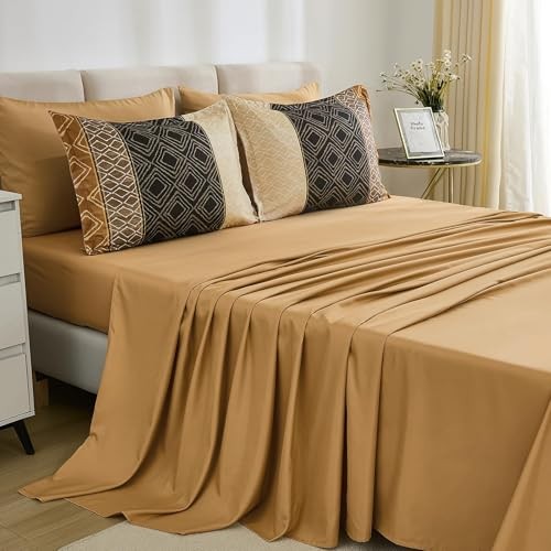 Boho Comforter Sets Striped Size Bedding Set Soft 7 Piece Bed in a Full Brown