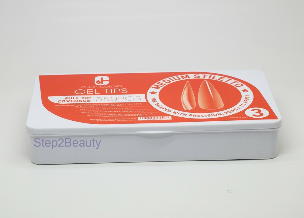 Clara Colors - Full Tip Coverage 550 pcs - Medium Stiletto Gel Tips #3